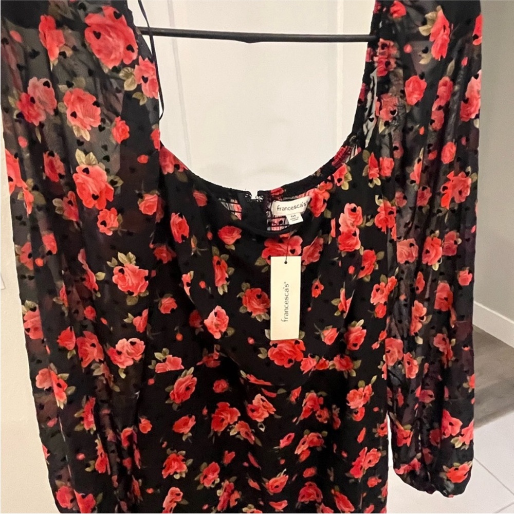 Francesca's Collections Black and Red Floral Dress
